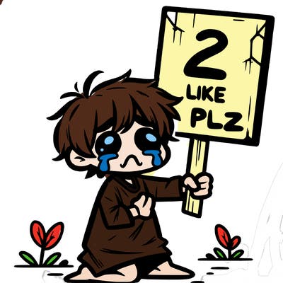small poor toddler crying with sign that says 2 like plz