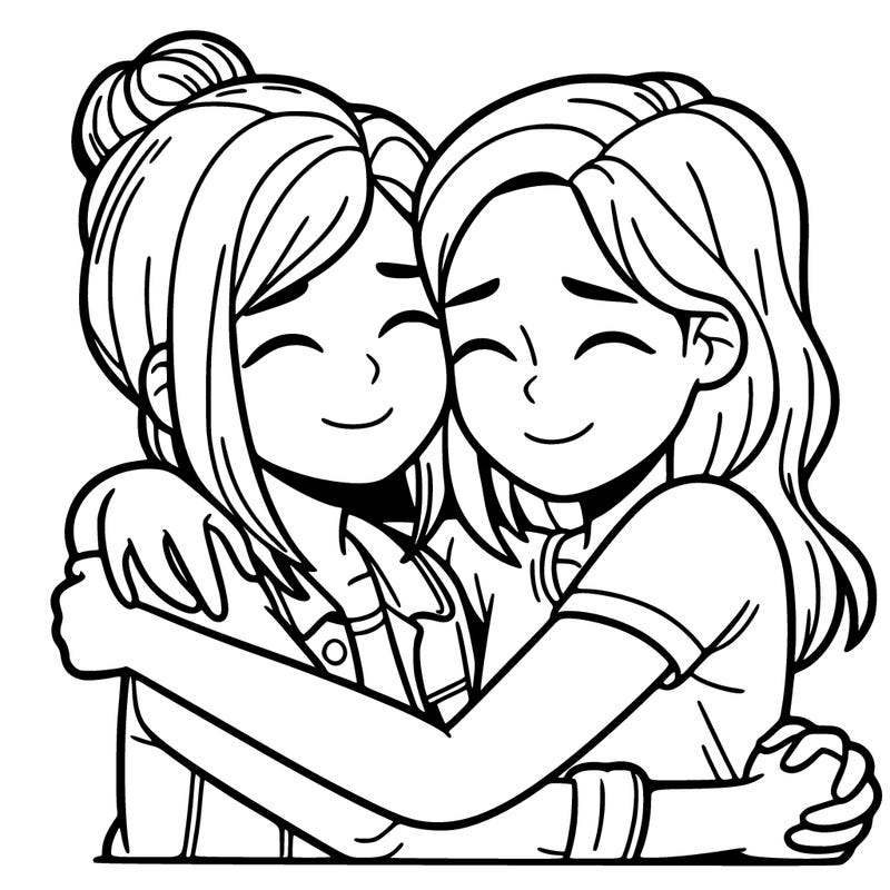 two best friends huging