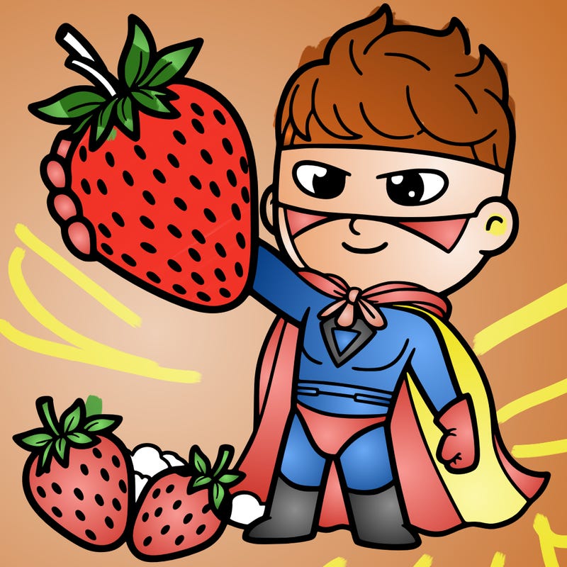 superhero with strawberrys