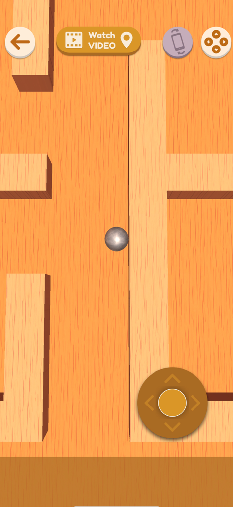 Classic Labyrinth – Maze Games - Metal ball inside a wooden maze with joystick and tilt controls in Classic Labyrinth game