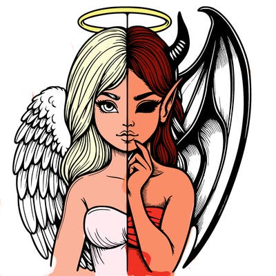 realistic angel half demon