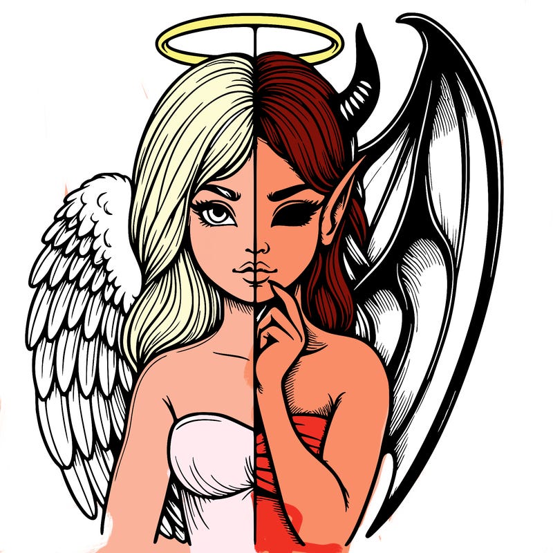 realistic angel half demon