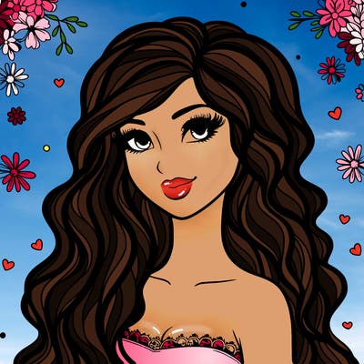 pretty woman with long wavy hair