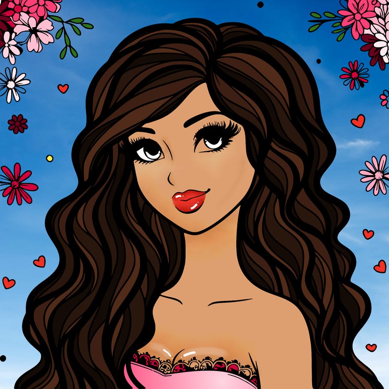 pretty woman with long wavy hair