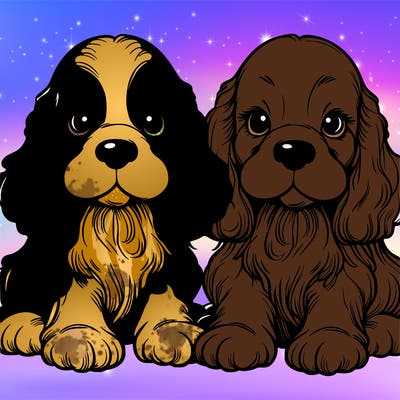cocker spaniel puppies black white