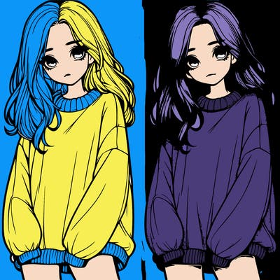 realistic girl with baggy sweater