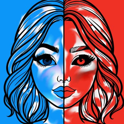 realistic girl split half