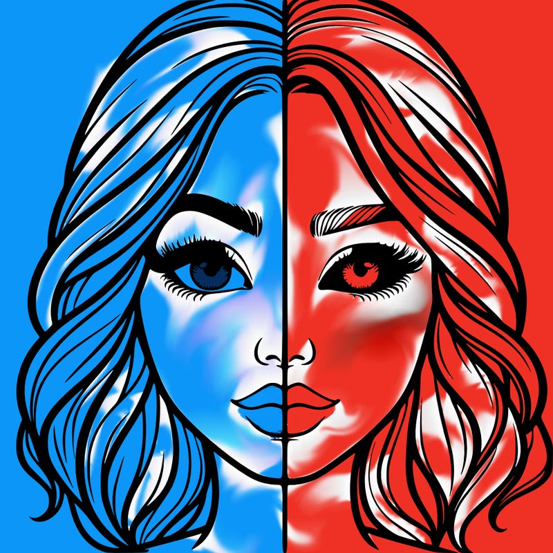 realistic girl split half