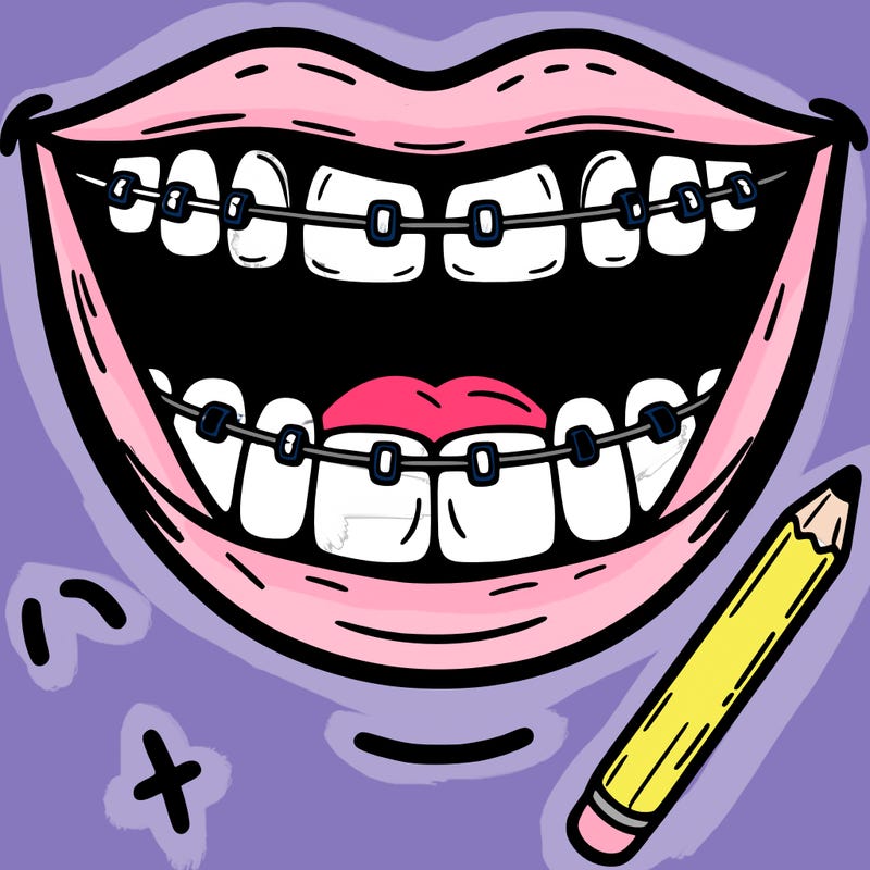 smiling mouth with teeth showing and braces