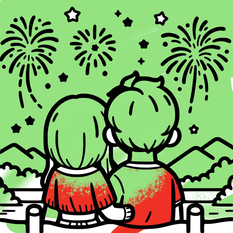 couple watching fireworks