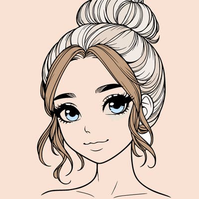 realistic pretty girl with hair in bun
