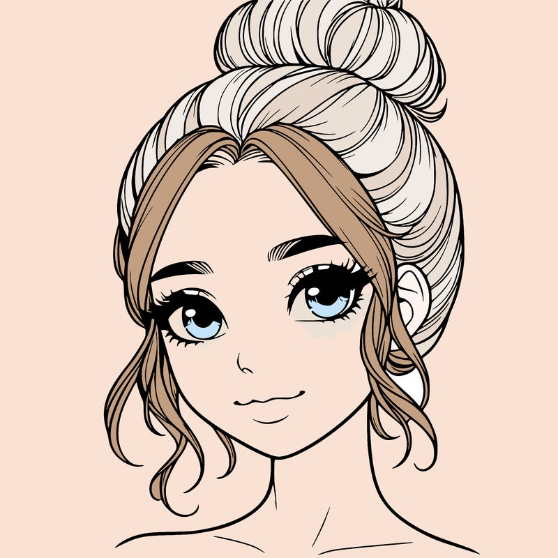 realistic pretty girl with hair in bun