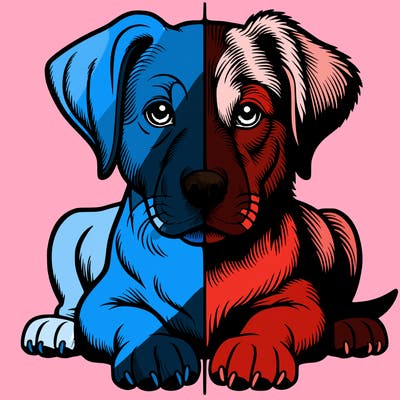 realistic dog split picture