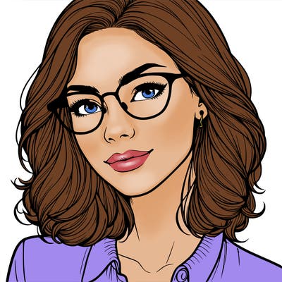 realistic woman with glasses