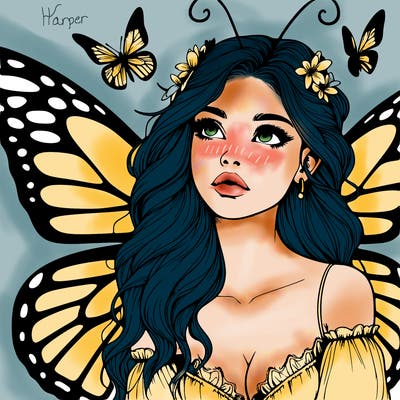 butterfly fairy realistic girl