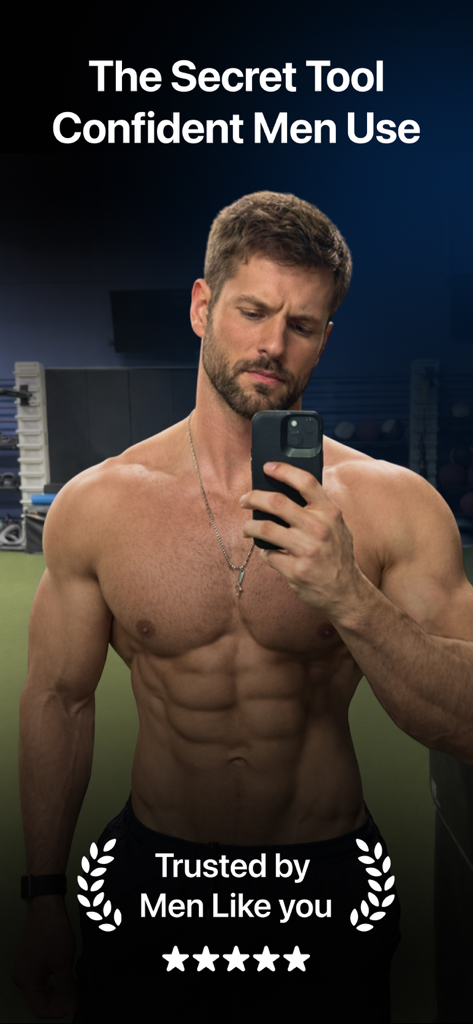 PrimeFit - Nutrition For Men - A fit man taking a gym selfie with promotional text for the PrimeFit nutrition app