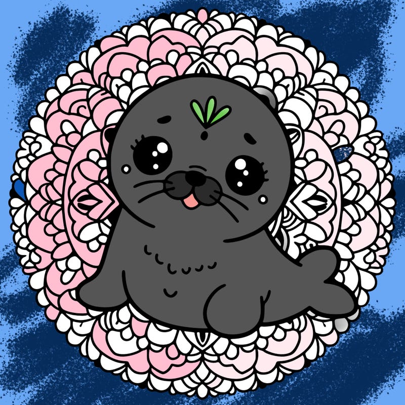 a cute baby seal mandala