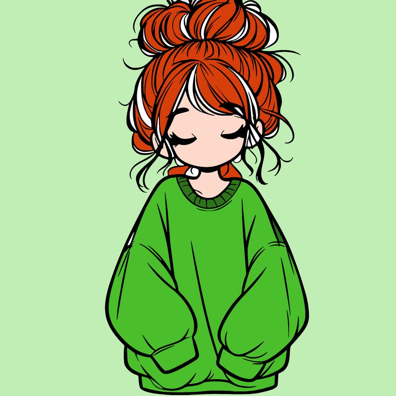 girl with baggy sweatshirt and messy bun
