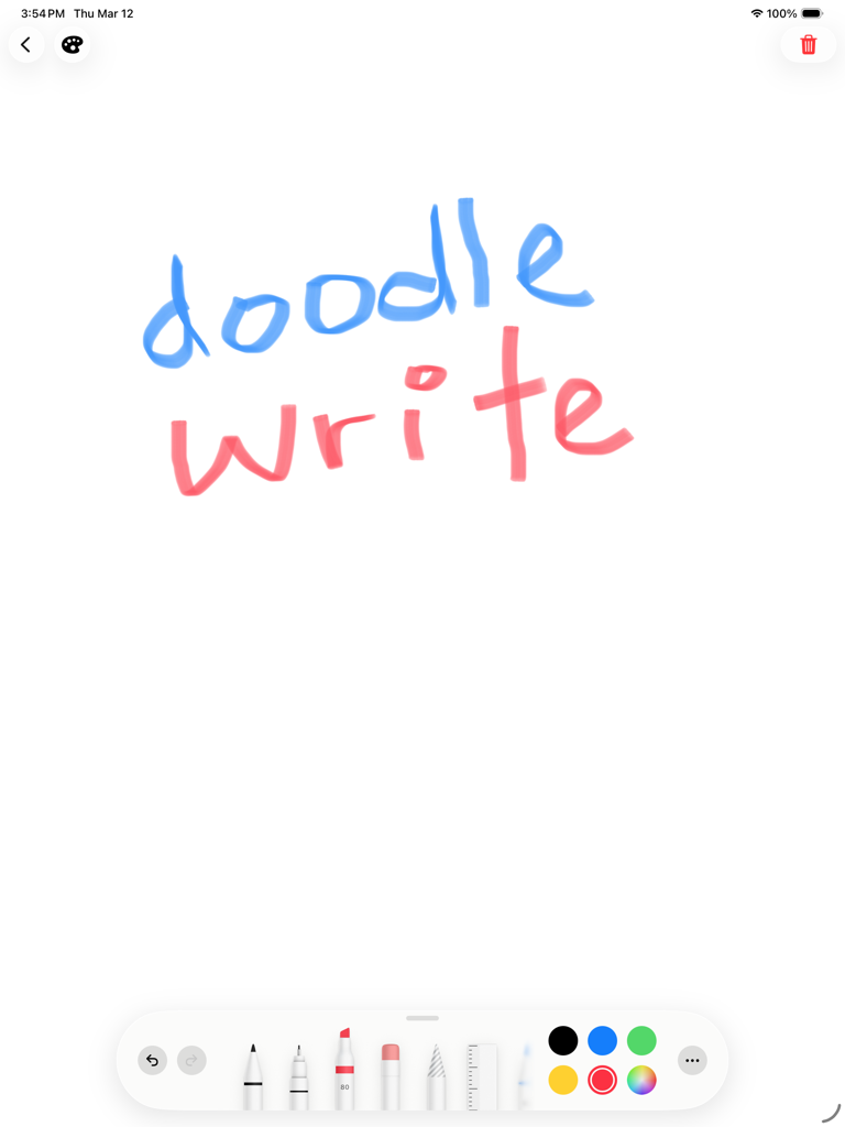 doodle write - Doodle Write app screenshot showing handwritten text and digital drawing tools on an iPad