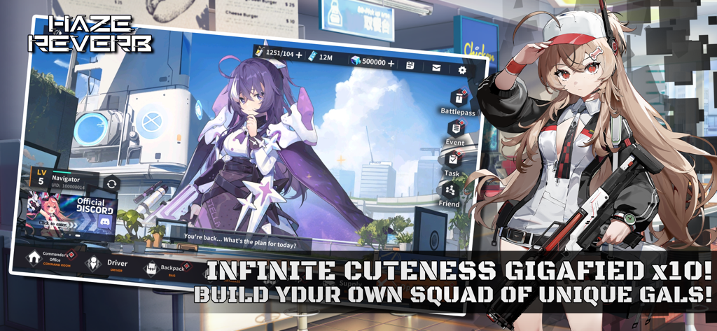 Haze Reverb - Haze Reverb game screenshot featuring anime characters and squad building text
