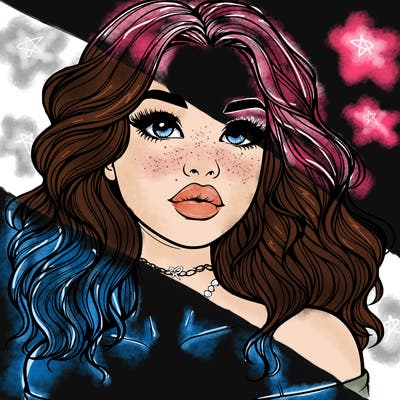 realistic girl with wavy hair and lips