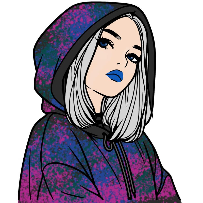 a realistic girl in a hoodie