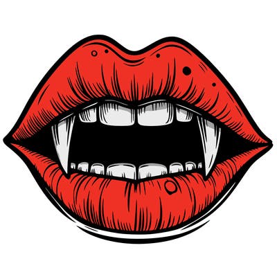 lips with vampire teeth