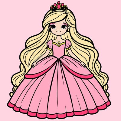 princess with long hair and a big dress