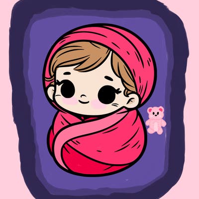 small infant girl wrapped in a small blanket