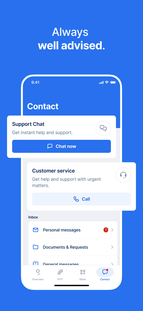 Écran d'assistance et de contact de l'application bancaire George Magyarország affichant les options de chat et de service client.