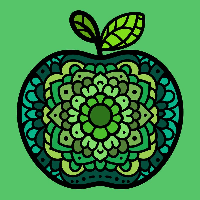 a mandala in the shape of an apple