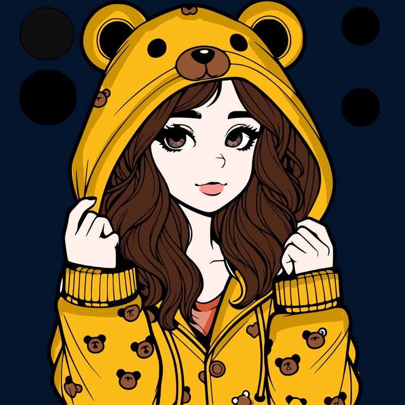realistic girl in a animal pjs hoodie