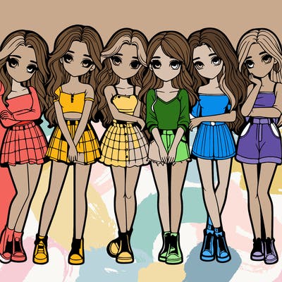 a group of girls realistic