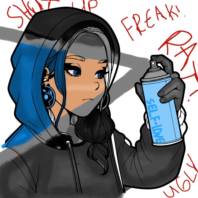 a realistic girl, spray painting