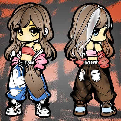 girl in crop top and baggy pants