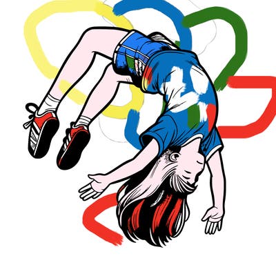 realistic girl doing a backflip