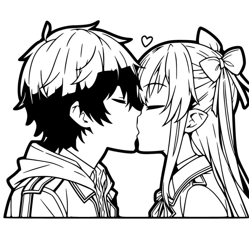 anime girl and boy kissing