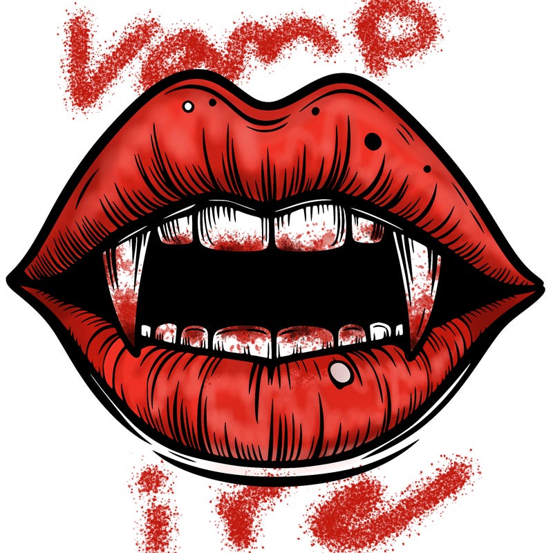 lips with vampire teeth