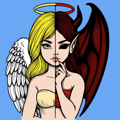 realistic angel half demon