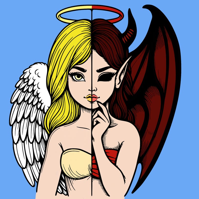 realistic angel half demon