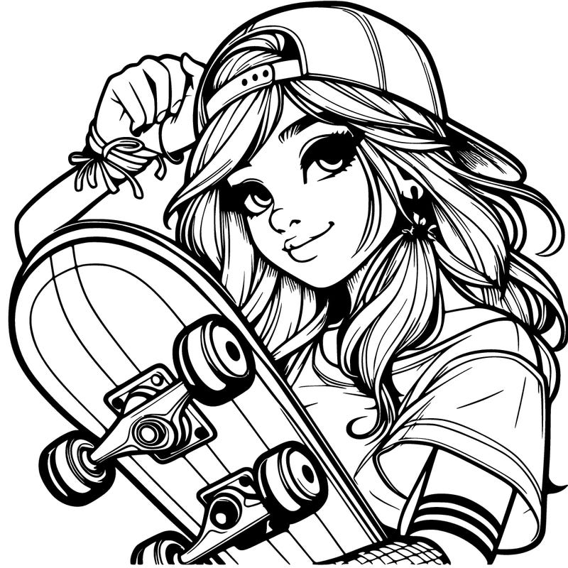 realistic girl with skater boy energy