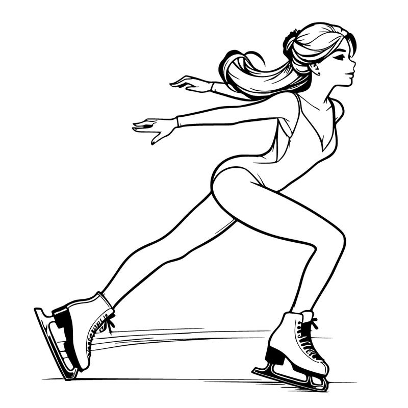 realistic female ice skater gliding across the ice