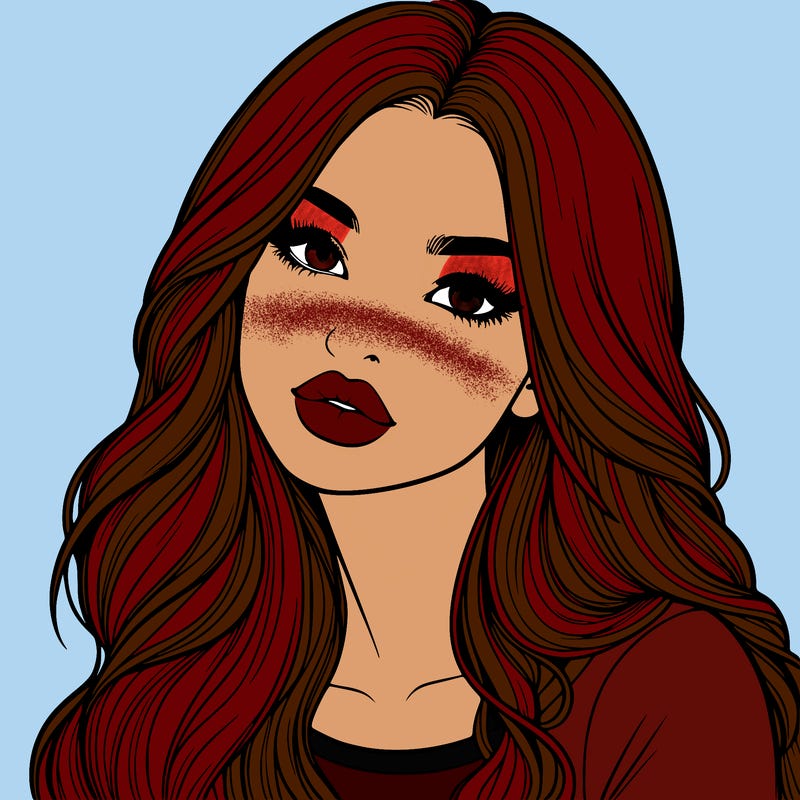 realistic girl with hair on her hair and lips