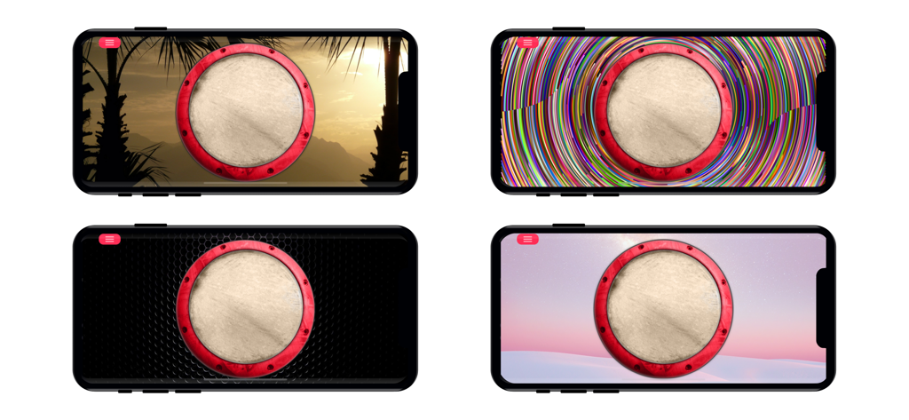 Aplicación Darbuka percussion con temas de fondo personalizables.