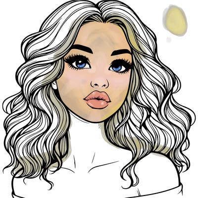 realistic girl with wavy hair and lips