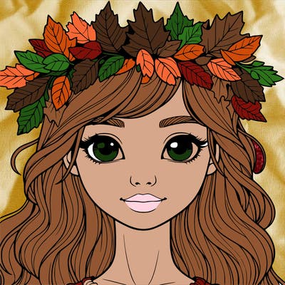realistic girl with fall leaf crown