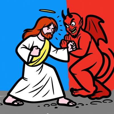 jesus fighting the devil