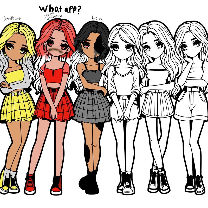 a group of girls realistic