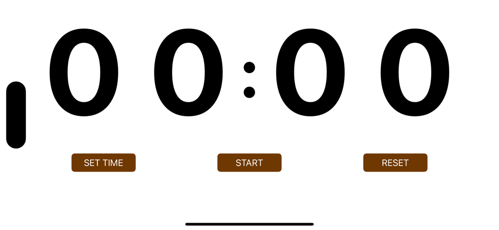 High visibility digital timer interface with large black numbers and simple start buttons on a white background