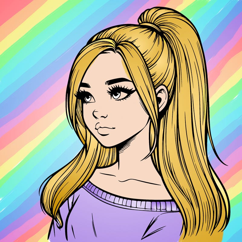 realistic girl with a high ponytail